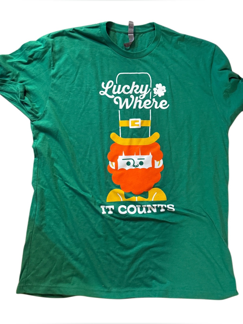New Men’s Irish bar funny novelty Green "Lucky Where It Counts" Graphic tee